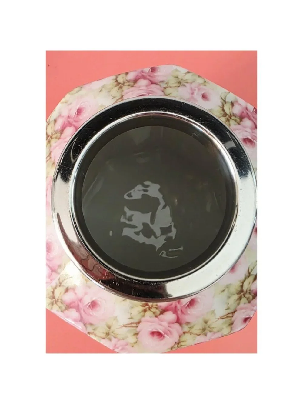 Vintage MCM Royal Staffordshire Pink Floral Biscuit Barrel